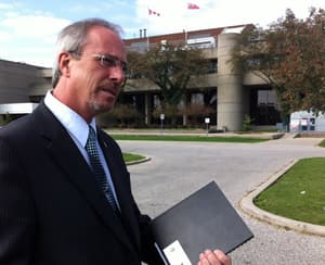Randy Hope outside the Chatham courthouse